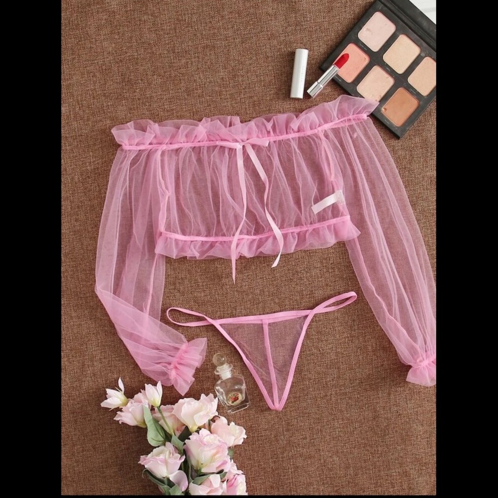 SEXY PINK SHEER LINGERIE SET (SMALL)